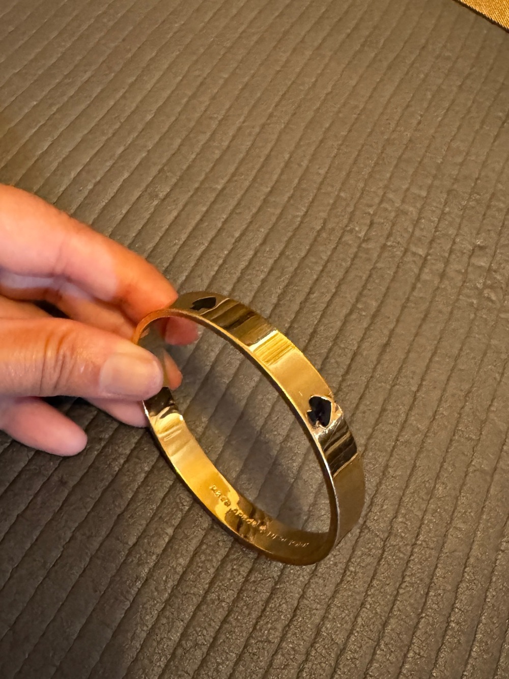 kate spade Gold-tone Clover Cutout Bangle with Black Inlay